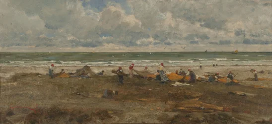 Vissers op het strand